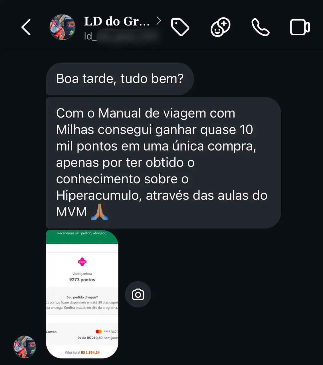 Print de depoimento de aluno 1